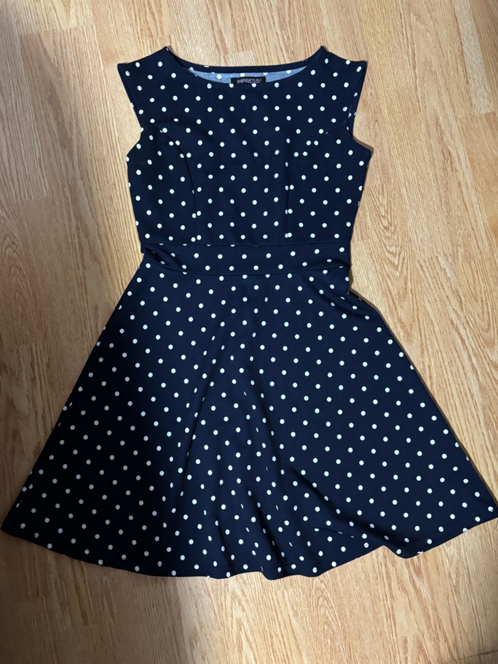 Vintage Navy Polka Dot Fit-and-Flare Dress